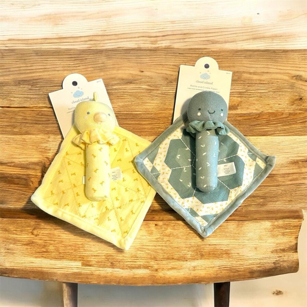 Cloud Island 2 Sets Sensory Toys for Newborns & Infants Green/Yellow